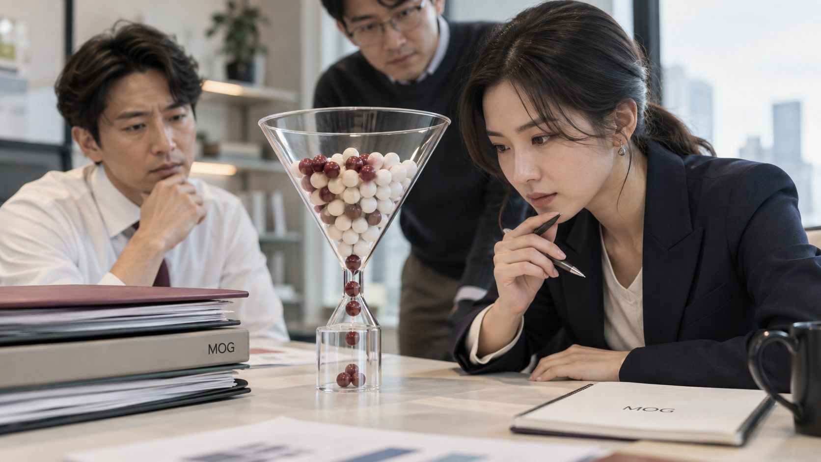 중견기업의 영업 생산성이 정체되는 구조적 원인 관련 콘셉트 이미지